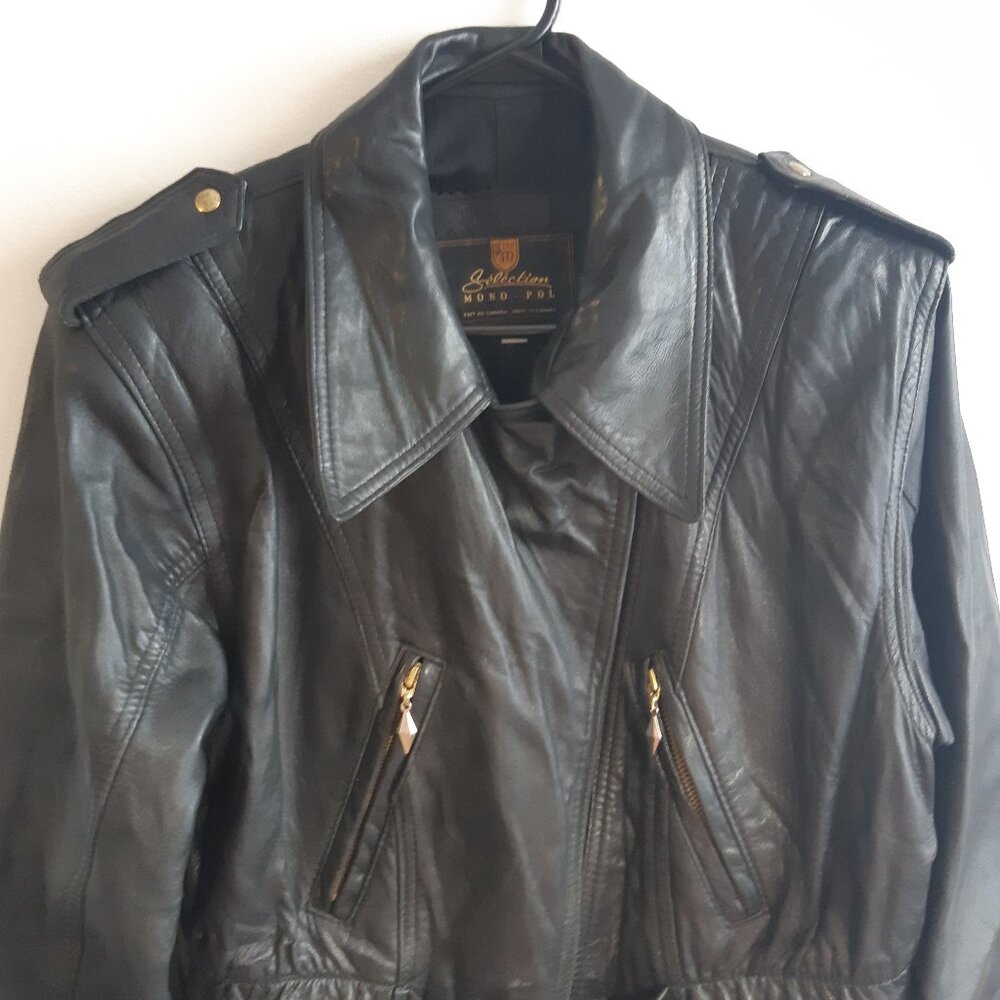 Jacket Leather Genuine Made In Canada Sélection Mono-Pol Small Women Vintage Y2K - Picture 13 of 16